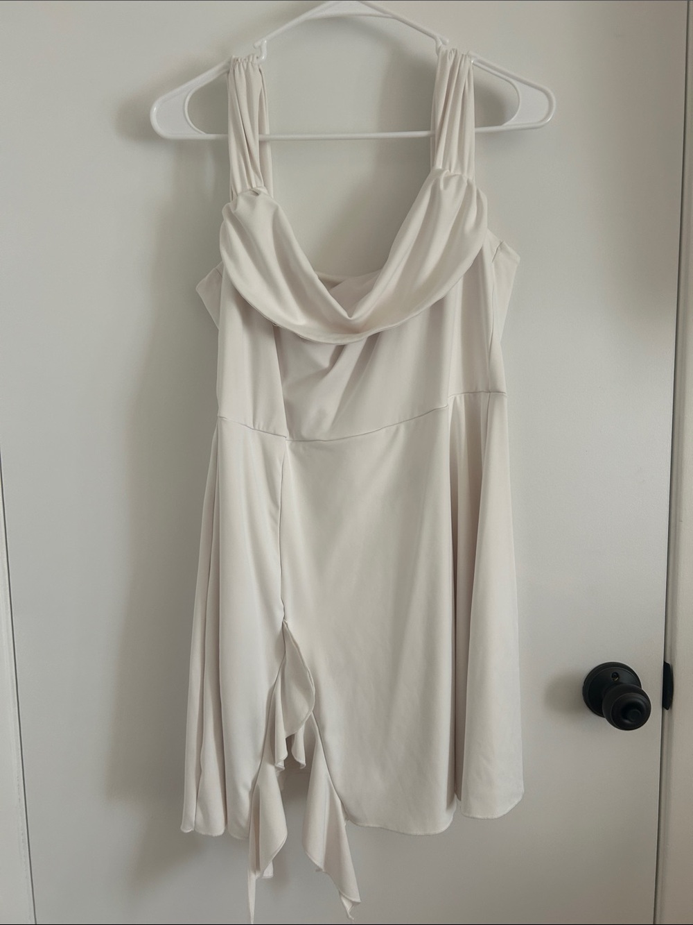 Cream Cowl Neck Sleeveless Dress